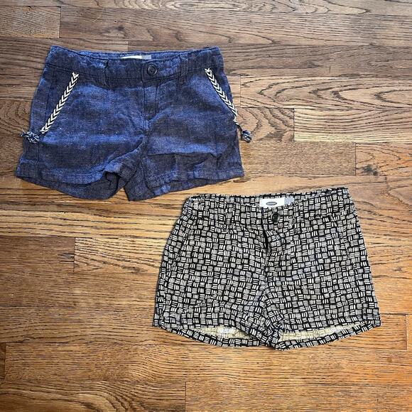 Old Navy Girls Shorts Lot Linen Blend Size 7 & 8 Adjustable Waist Blue Black - Picture 2 of 16